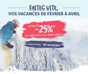 Bon plan Vacances de février à avril : jusqu'à -25% sur votre séjour dans un village VVF
