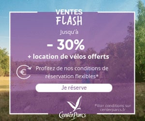 Bon plan VENTE FLASH : Jusqu’à -30% sur votre cottage + location de vélos offerte