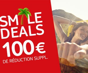 Code promo TUI BE Smile Deals : 100€ SUPPLÉMENTAIRES sur vos vacances en voiture ou citytrip