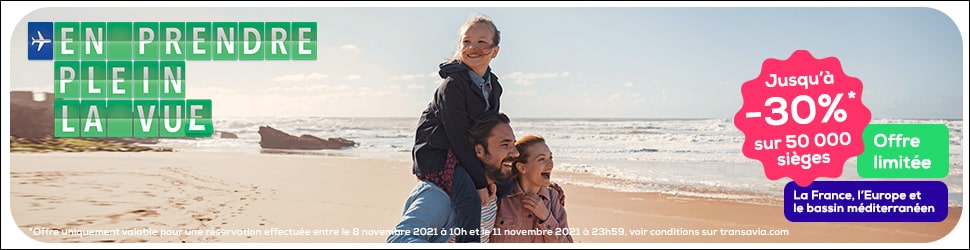 Offre novembre : jusqu’à -30% sur 50 000 sièges Offre novembre : jusqu’à -30% sur 50 000 sièges
