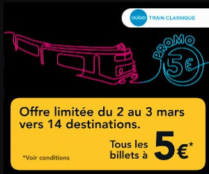 Bon plan Offre exclusive de billets à 5€ pour des trajets Paris-Nantes ou Paris-Lyon