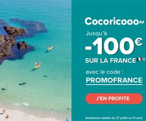 Code promo Code promo de -100€ sur les séjours, locations de vacances, campings, week-ends ou circuits en France