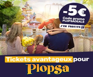 5€ de réduction sur le FLEX TICKET >=1m pour Plopsaland De Panne, Plopsa Coo, Plopsa Indoor, Plopaqua, Plopsa Station...