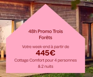Bon plan 48H PROMO - Votre week-end à partir de 445€ pour 4 personnes & 2 nuits (dans un cottage Comfort rénové) à Center Parcs Trois Forêts