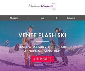 Bon plan Vacances d'hiver au ski : jusqu'à - 60% sur de nombreuses destinations chez Madame Vacances