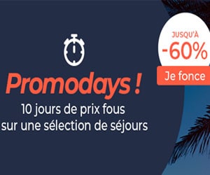 Bon plan PROMODAYS : Jusqu'à -60% sur une sélection de séjours, clubs de vacances, résidences à la campagne, campings en bord de mer, circuits découverte...
