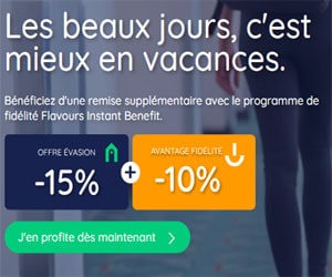 -15% dès 2 nuits réservées ainsi que -10% supplémentaire d’avantage fidélité