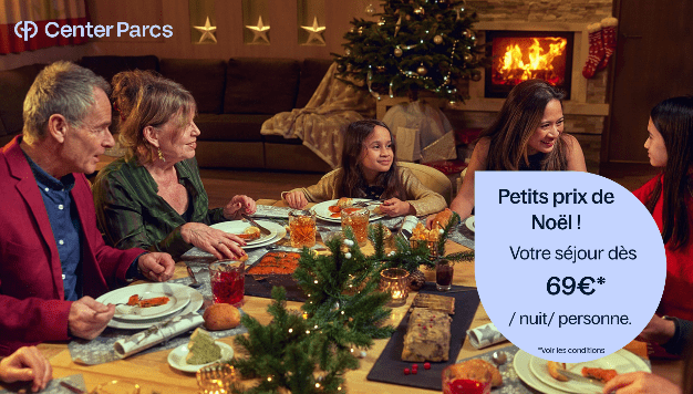 Petits Prix de Noël à Center Parcs : à partir de 69€/nuit/personne