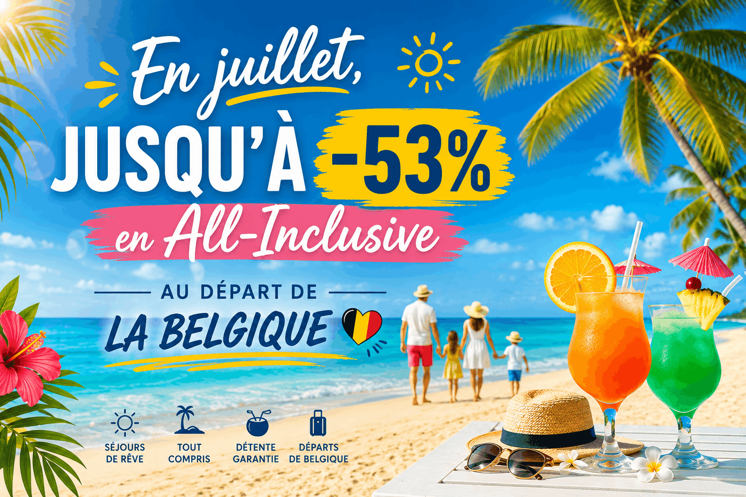 En juillet, jusqu’à -53% en All-Inclusive au départ de la Belgique