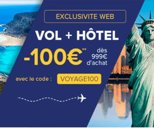 Nouveau CODE PROMO de -100€ sur les offres Vol + Hôtel