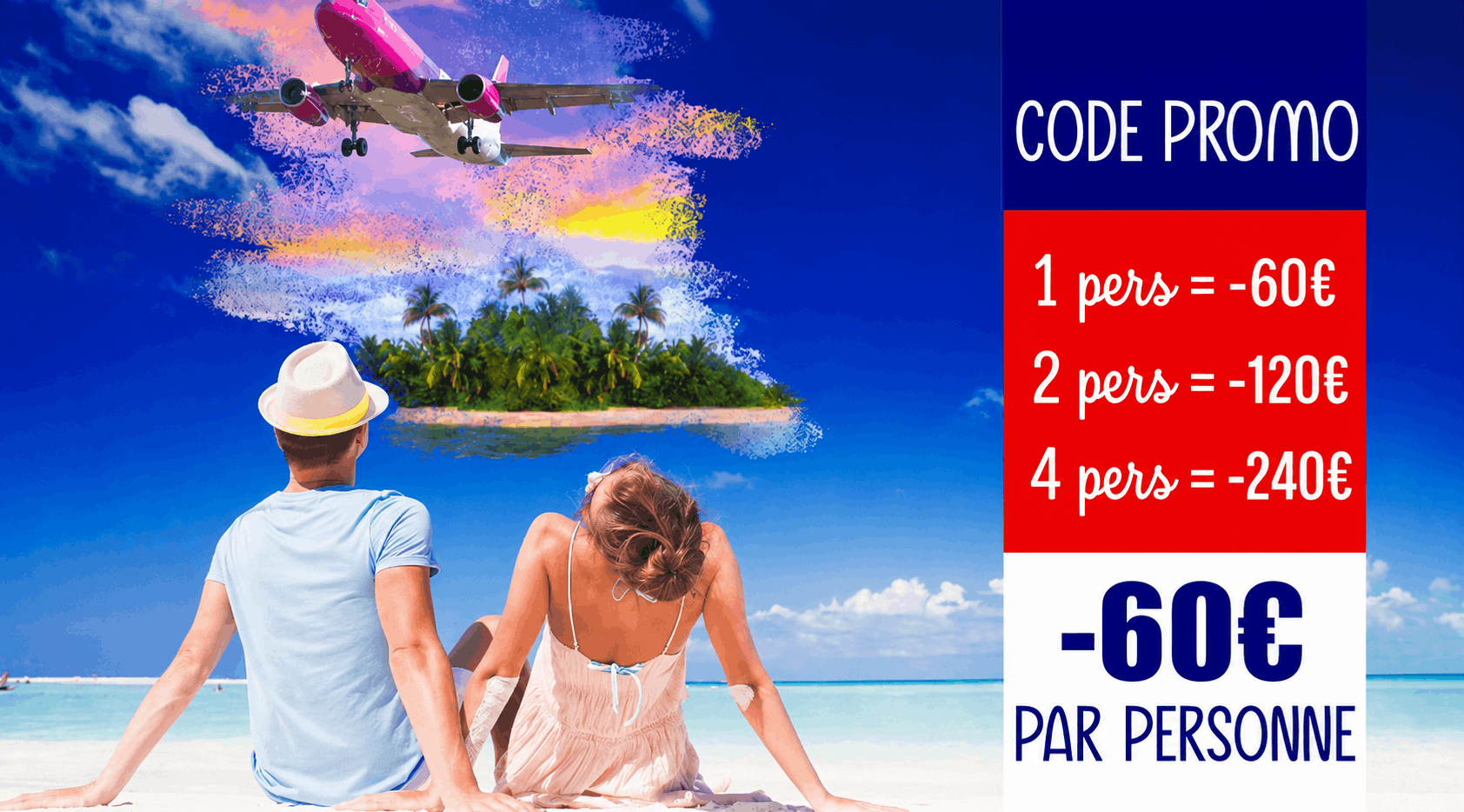 Code promo de -60€/personne sur les séjours au soleil avec Sunweb (1 pers = -60€, 2 pers = -120€, 4 pers = -240€)