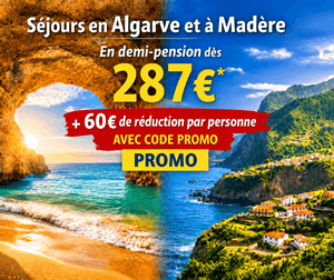 Code promo Séjours au Portugal dès 287€ + 60€ de réduction par personne avec code promo